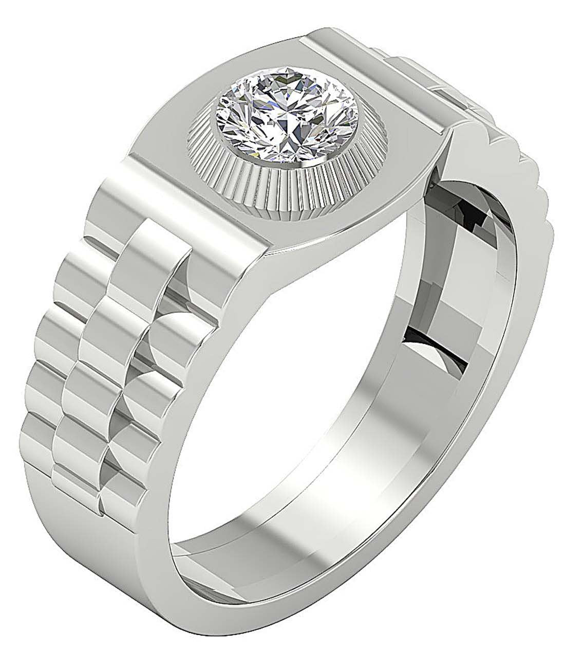 SI1/I1 G 0.75Ct 14k Yellow Gold Men Solitaire Wedding Ring Genuine Diamond Bezel Set