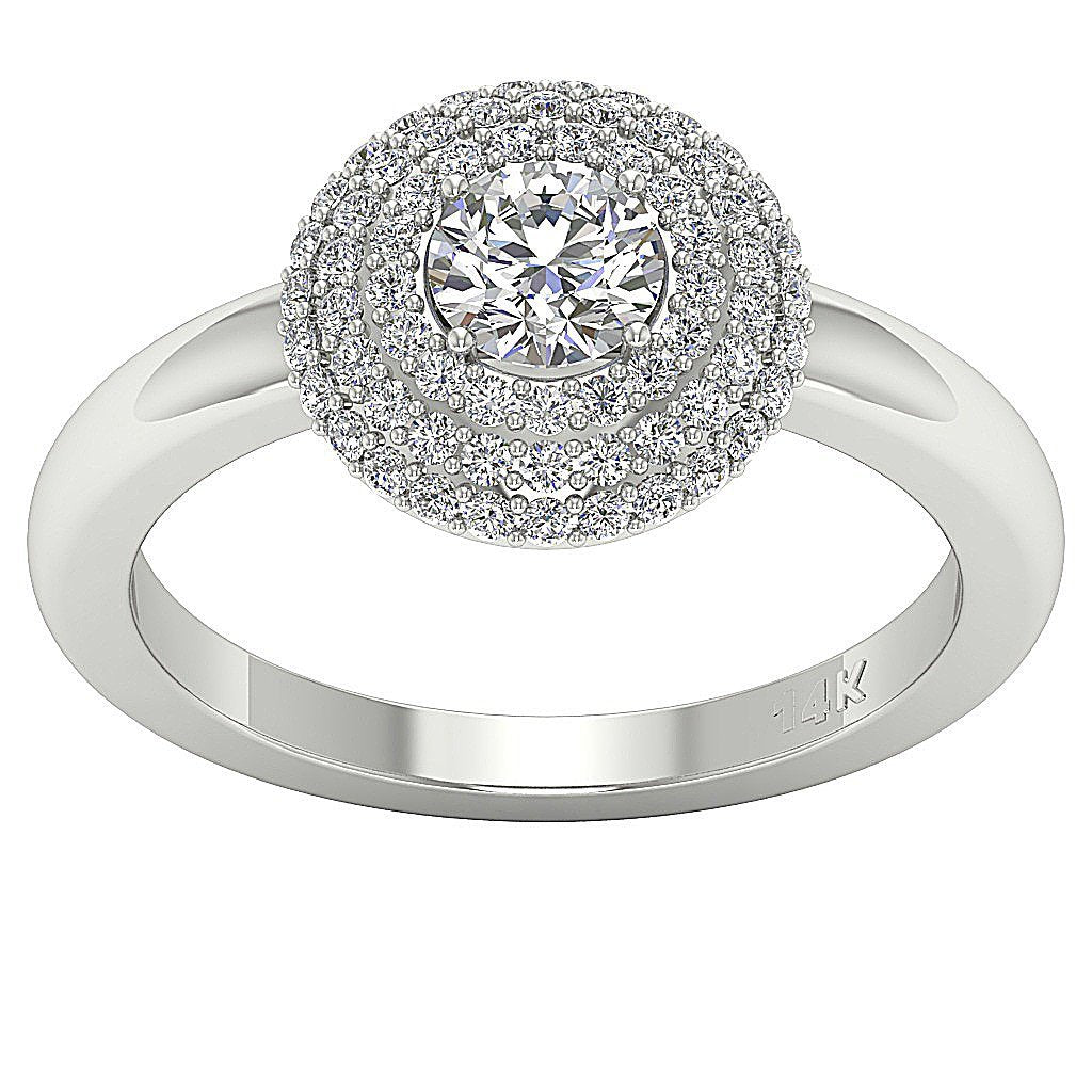 GenuineCutDiamond14kWhiteGoldRing