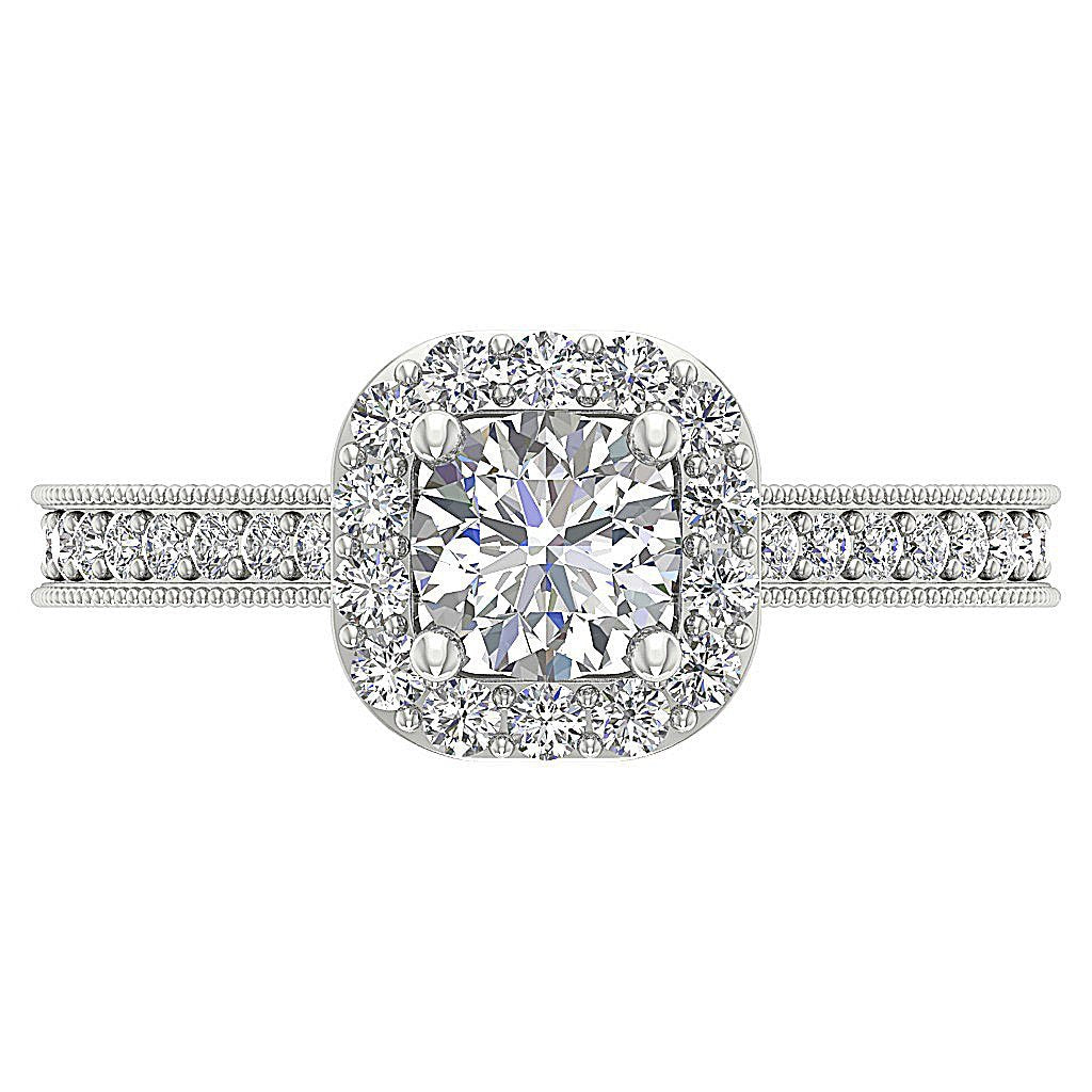 9.30 MM Accent Solitaire Wedding Ring Genuine Diamond I1 G 1.50 Carat 14k White Gold Prong Pave Set