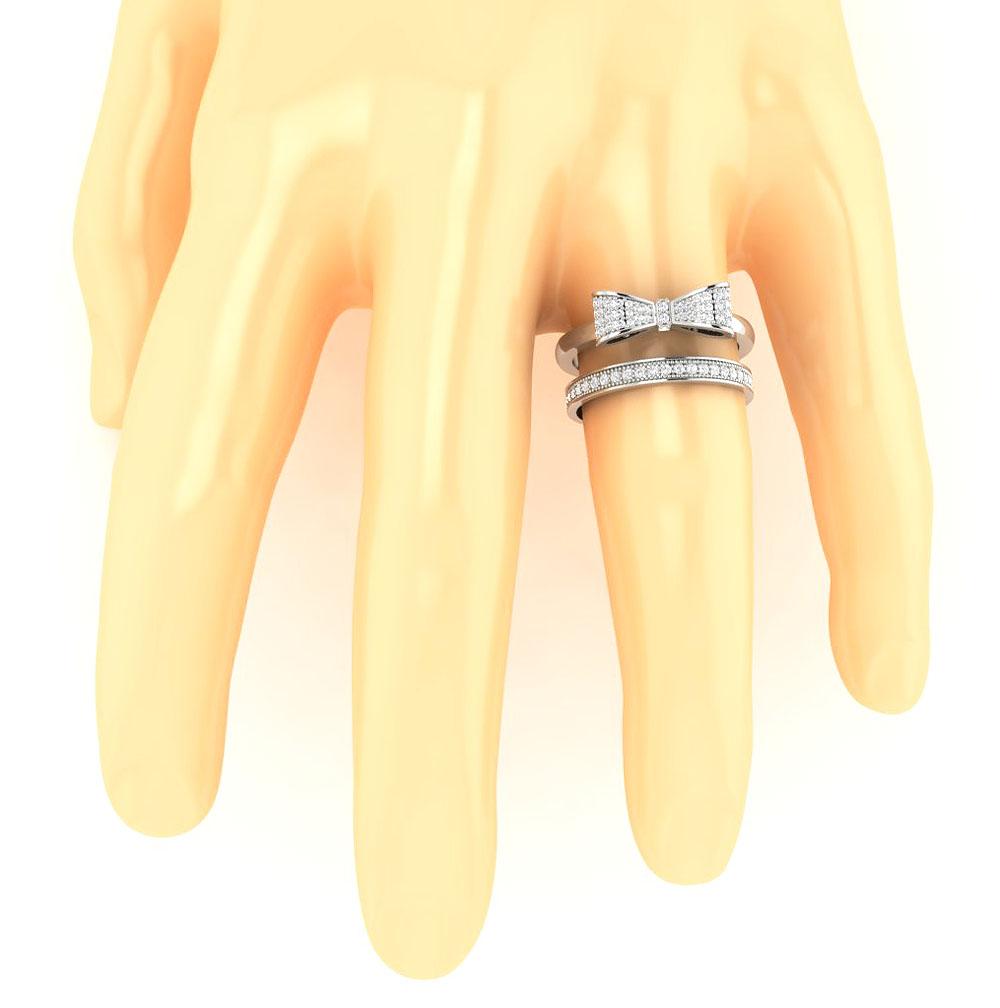 Natural Diamond Bow Bridal Engagement Ring 14k Solid Gold SI1 G 0.45 Ct Prong Set