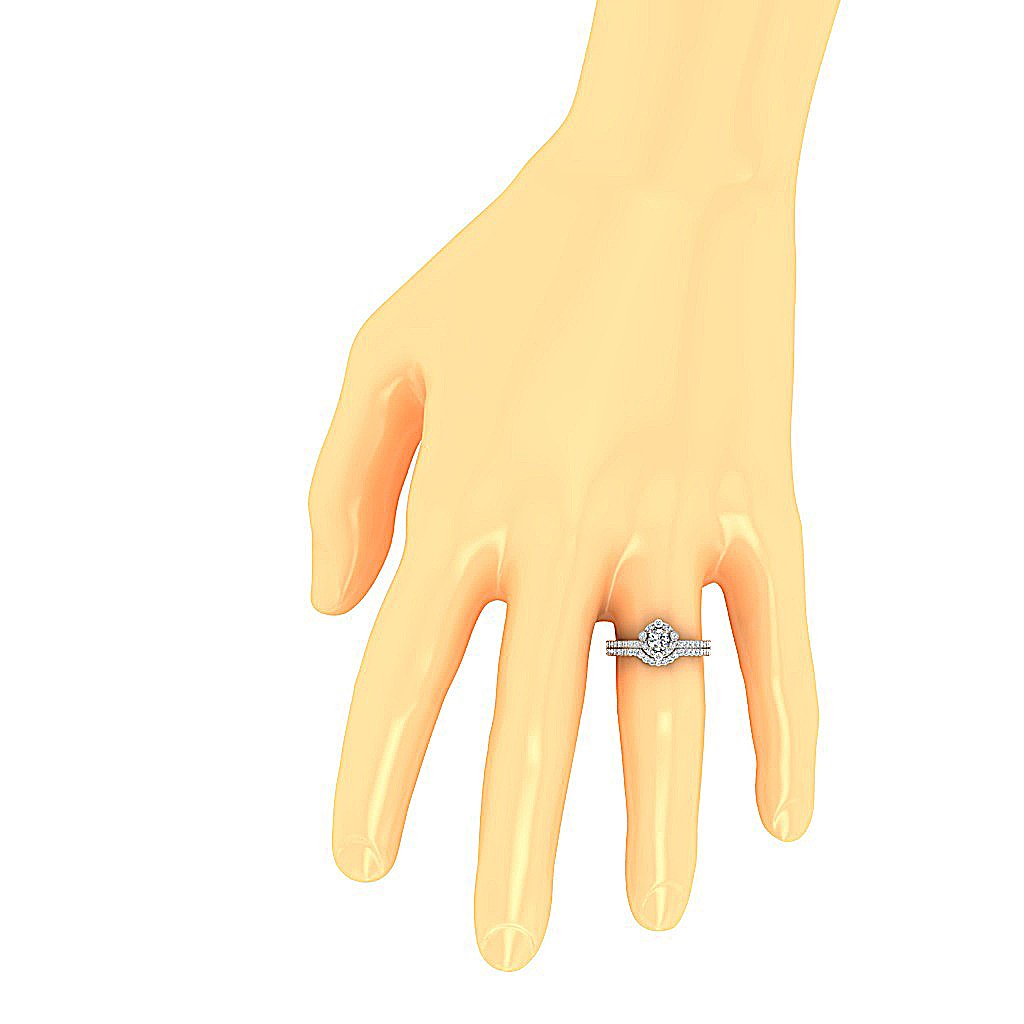 Designer Bridal Ring Round Diamond I1 G 0.80 Carat 14K Solid Gold 9.40 MM