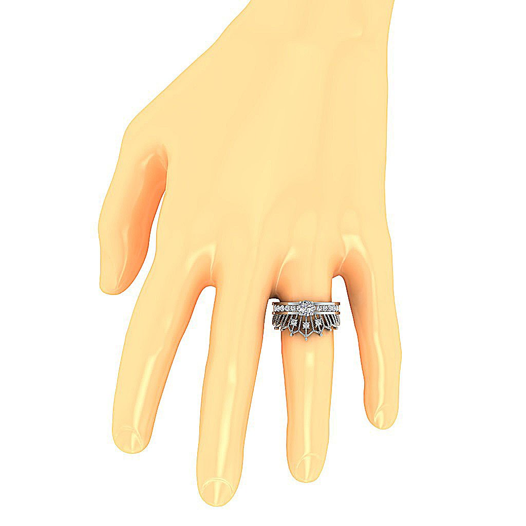 Queen Crown Bridal Anniversary Ring 14K Solid Gold Prong Set SI1 G 1.15 Ct Round Diamond 13.25 MM
