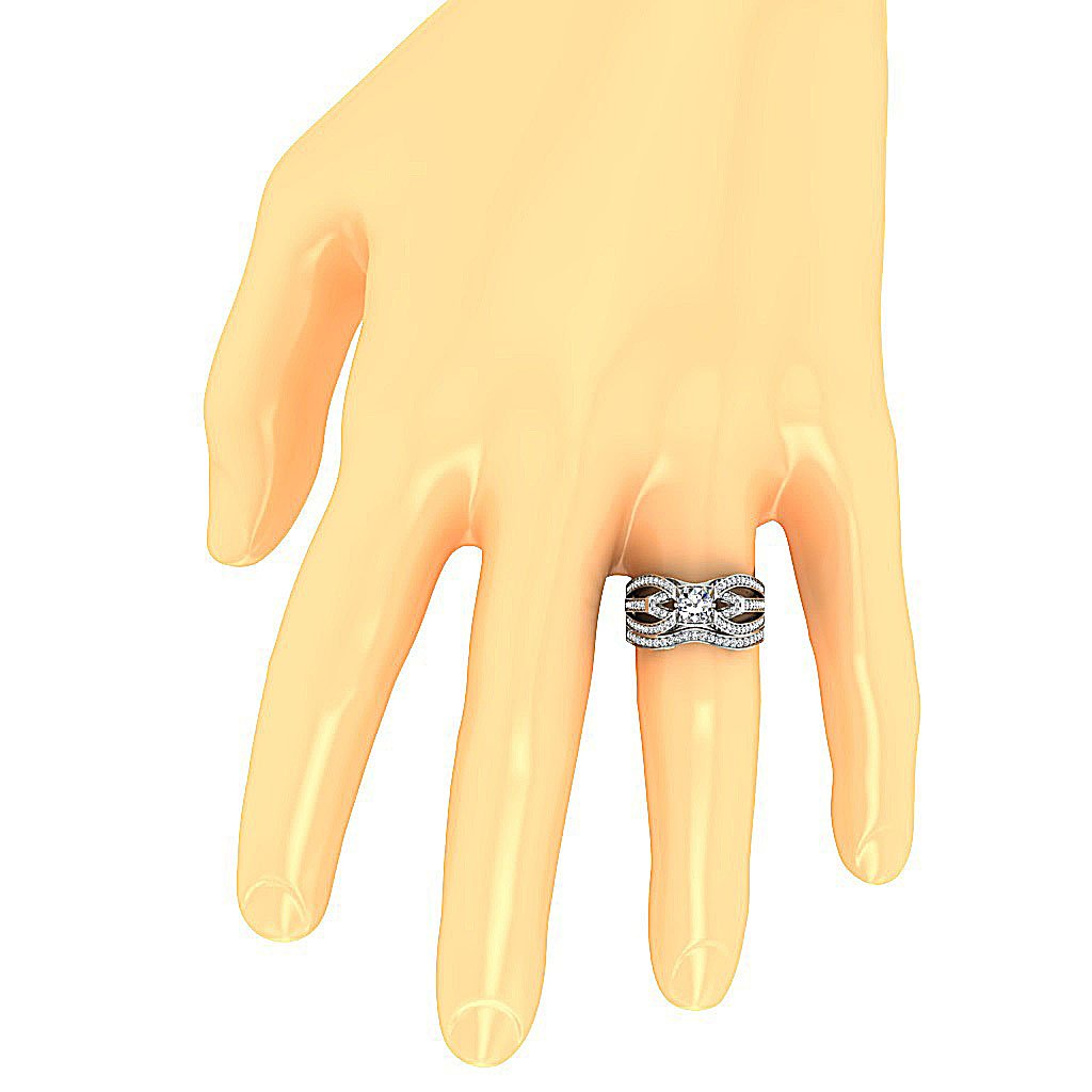 Diamond For Good Split Shank Engagement Ring Sets SI1 G 2.15 Ct Round Diamond 14k Gold