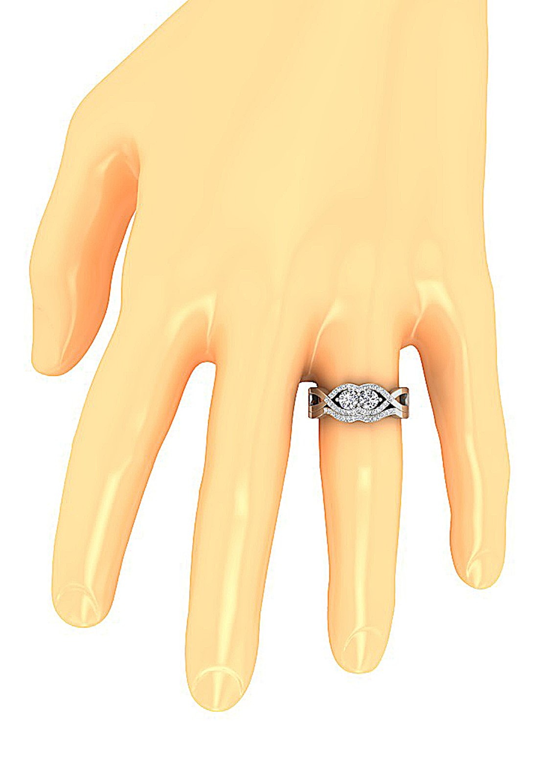 2 Stone Engagement Ring And Wedding Band Set Gold I1 G 0.80 Carat Natural Diamond Prong Set