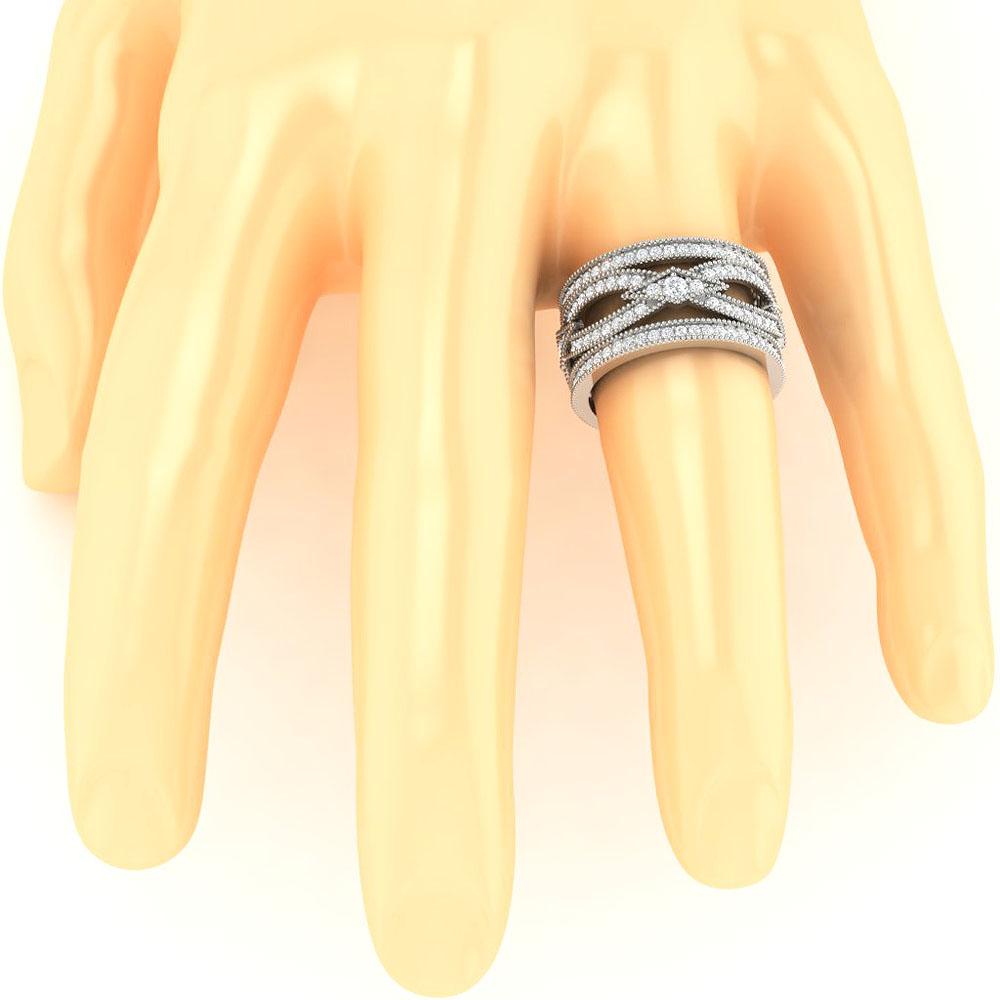 SI1 G 2.25 Ct Round Diamond 14k Solid Gold Designer Wedding Eternity Ring