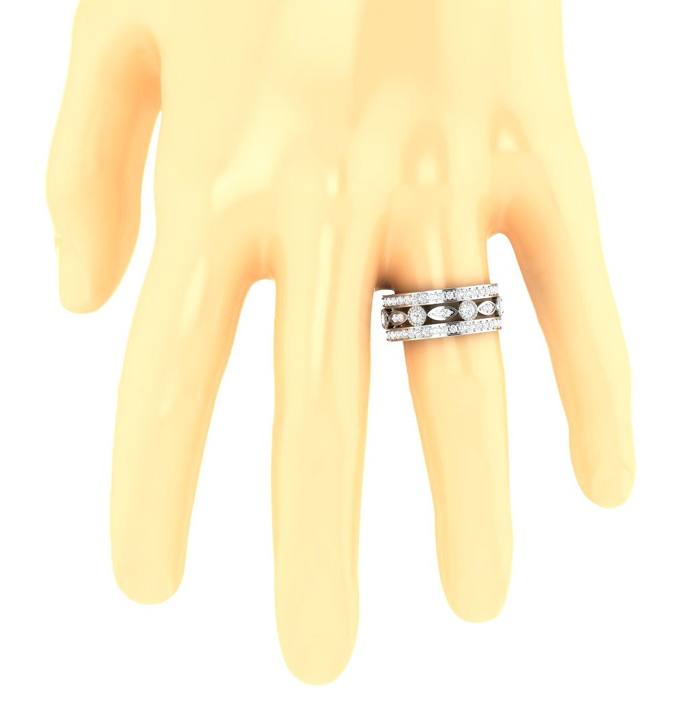 Three Row Eternity Anniversary Ring 14k Solid Gold Round Diamond SI1 G 2.25 Ct Prong Bezel Set