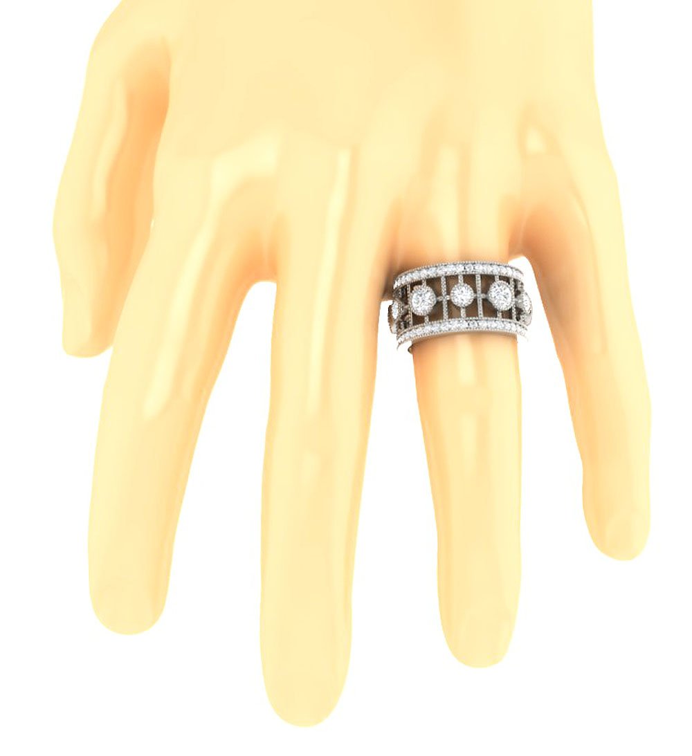 I1 G 3.20 Ct Prong Bezel Set Genuine Diamond 14k Yellow Gold Eternity Wedding Ring 11.65 MM