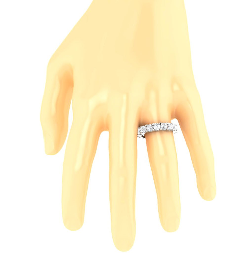 Prong Set Stackable Eternity Anniversary Ring Round Diamond VS1 G 5.00 Ct 14k White Yellow Rose Gold