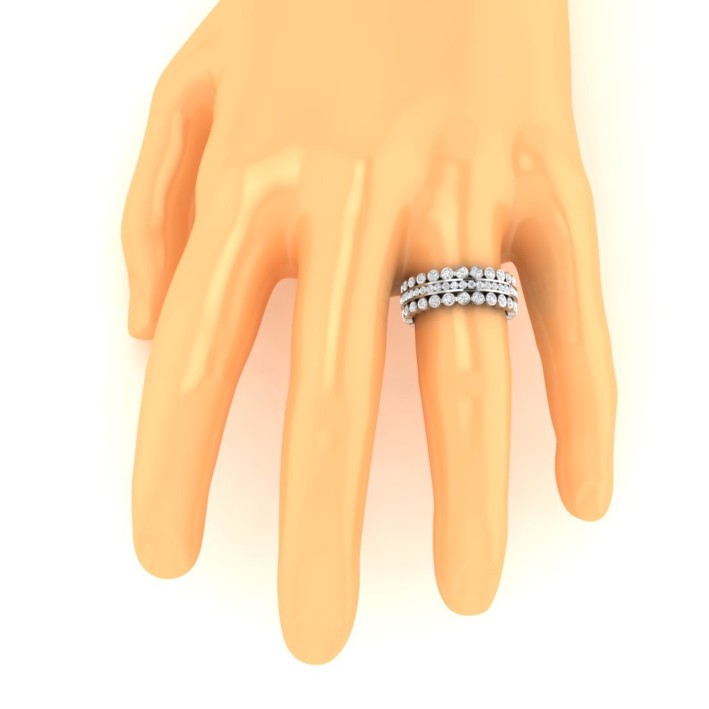 Genuine Diamond 14k Yellow Gold I1 G 2.00 Ct Eternity Wedding Ring Channel Bezel Set