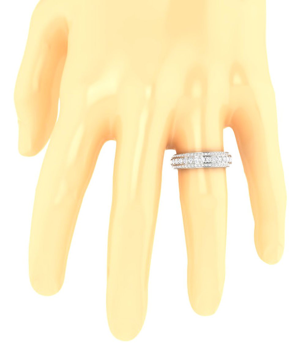 Prong Set 14k White Yellow Rose Gold Round Diamond I1 G 2.25 Ct Eternity Anniversary Ring