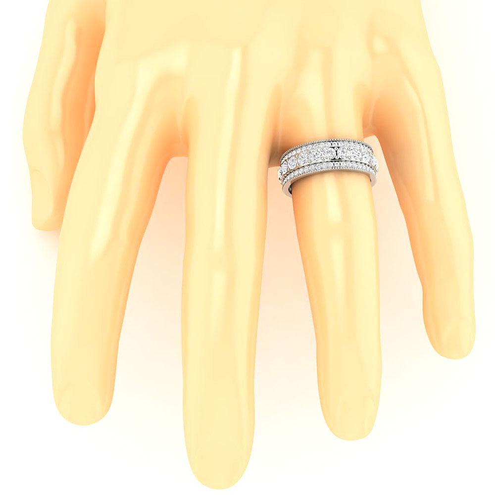 7.00 MM Prong Set Three Row Eternity Anniversary Ring I1 G 3.00 Ct Round Diamond 14k Yellow Gold