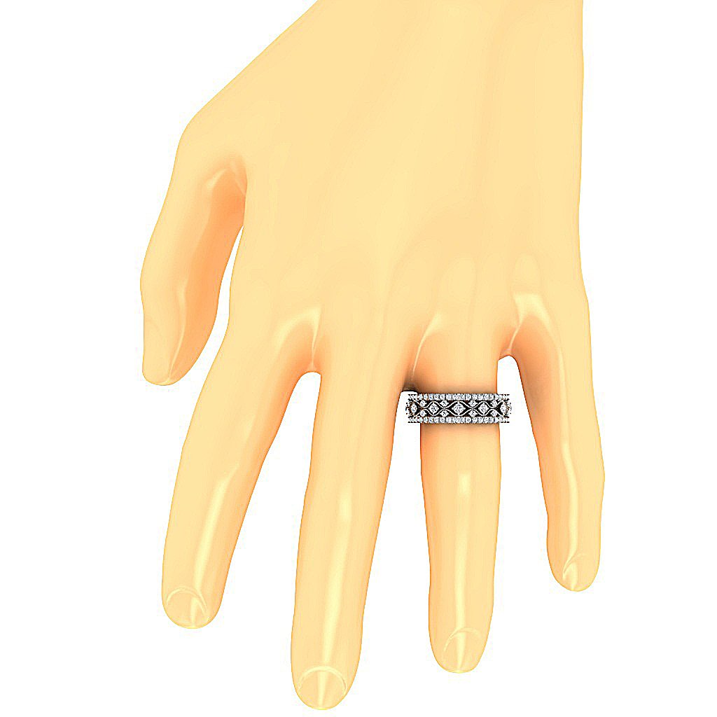 Eternity Engagement Ring Natural Diamond 14k Solid Gold I1 G 1.75 Ct Prong Set 6.35 MM