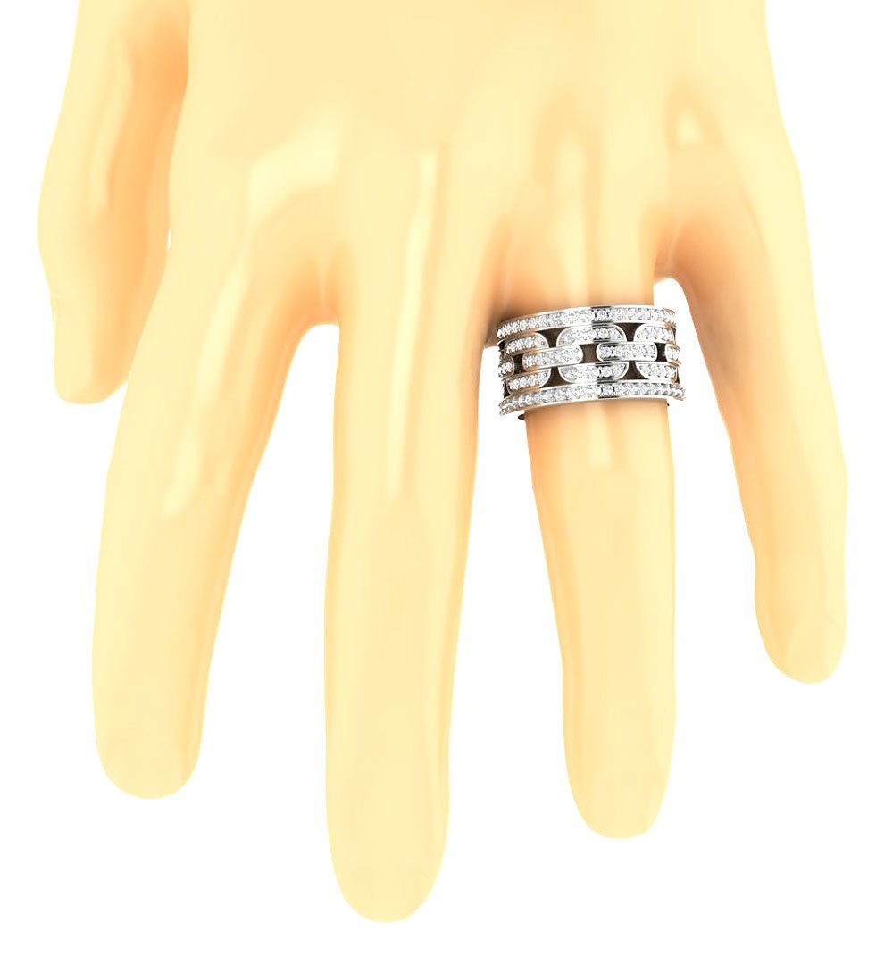 SI1 G 2.10 Ct Round Diamond 14k Solid Gold Designer Engagement Eternity Ring