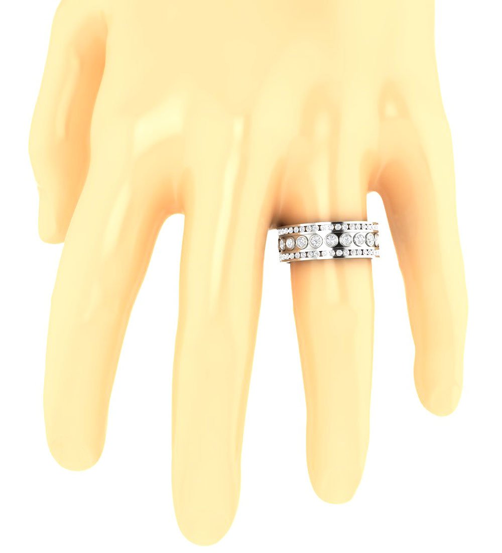 Eternity Anniversary Ring Round Diamond Bezel Channel Set 14k Solid Gold SI1 G 1.75 Ct