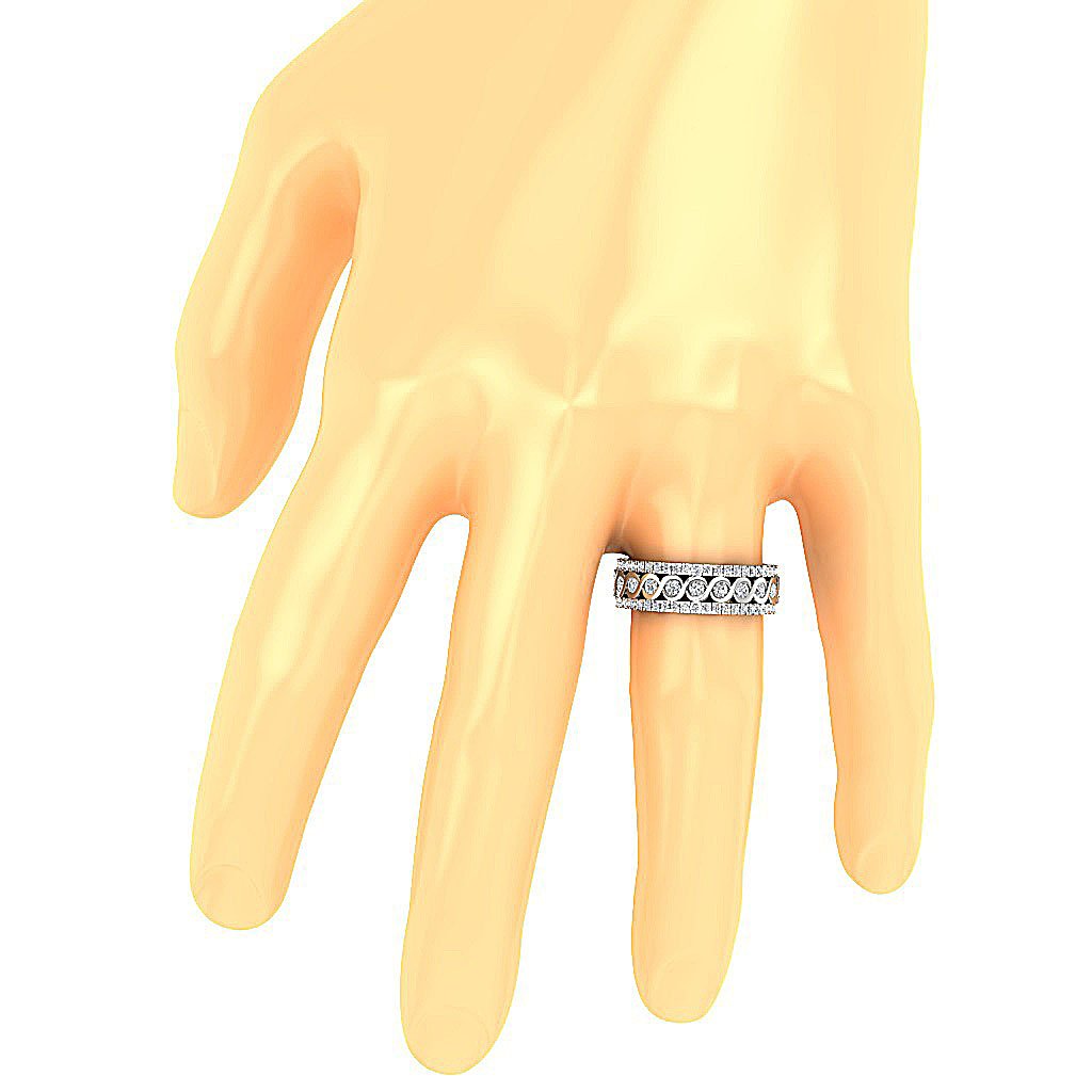 14k Rose Gold I1 G 1.75 Ct Genuine Diamond Designer Eternity Wedding Ring Prong Bezel Set