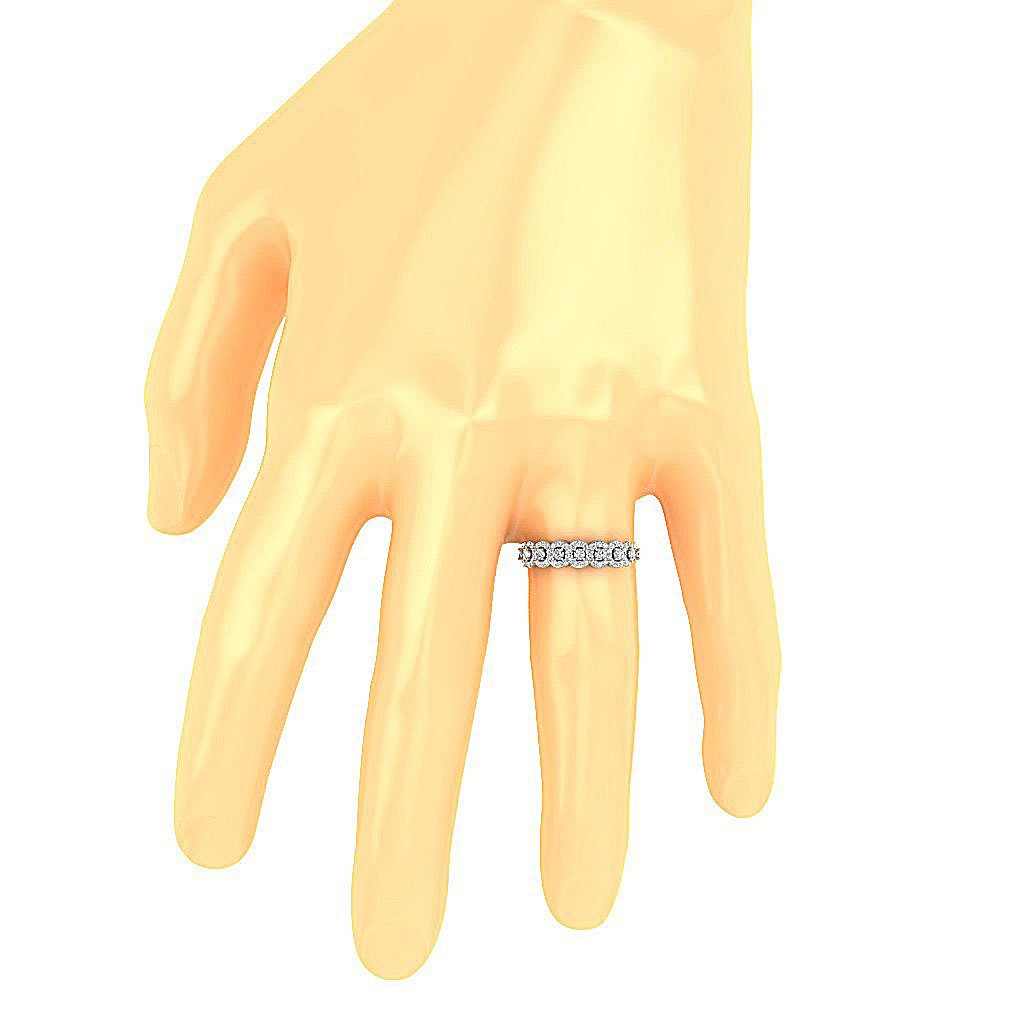 Prong Set 14k White Gold Genuine Diamond I1 G 1.35 Ct Halo Eternity Wedding Ring 5.20 MM