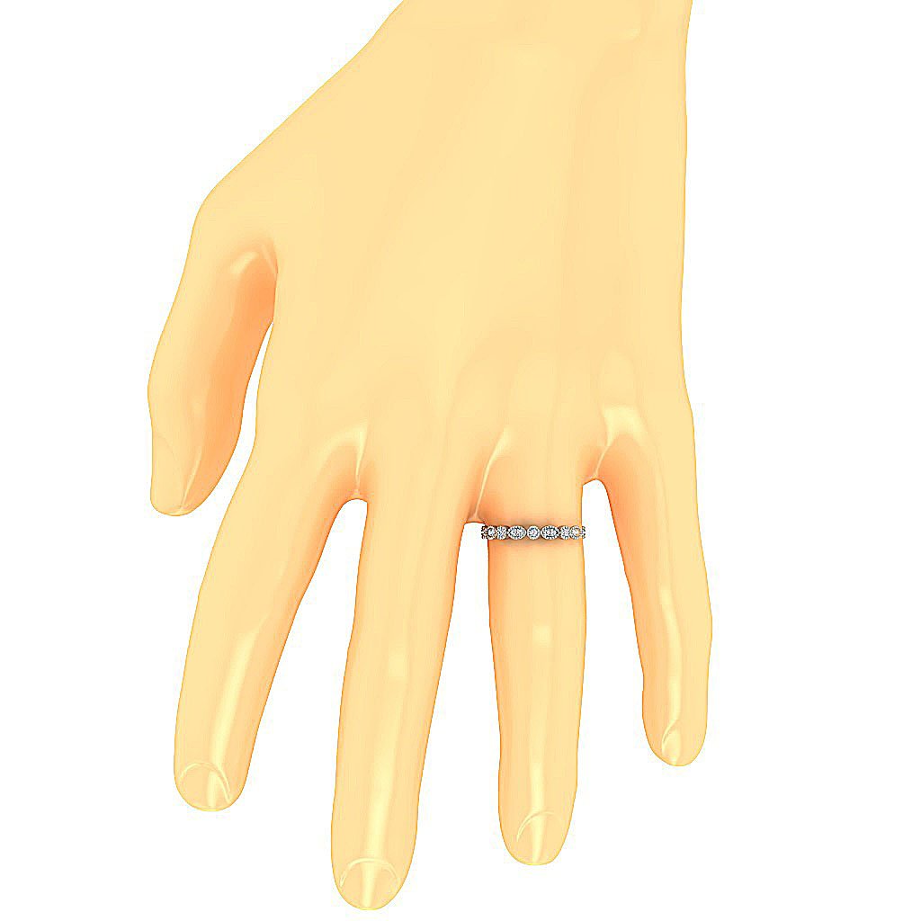 Eternity Wedding Ring I1 G 0.45 Ct Genuine Diamond Prong Bezel Set 14k Solid Gold 2.90 MM