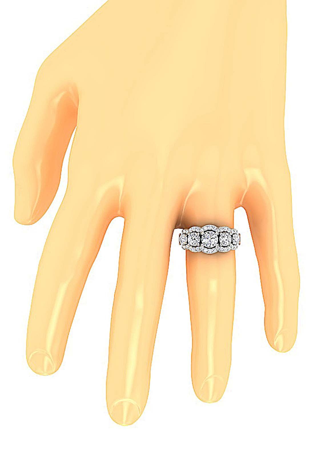 Natural Diamond 14k White Gold I1 G 2.65 Ct Designer Five Stone Engagement Ring Prong Set