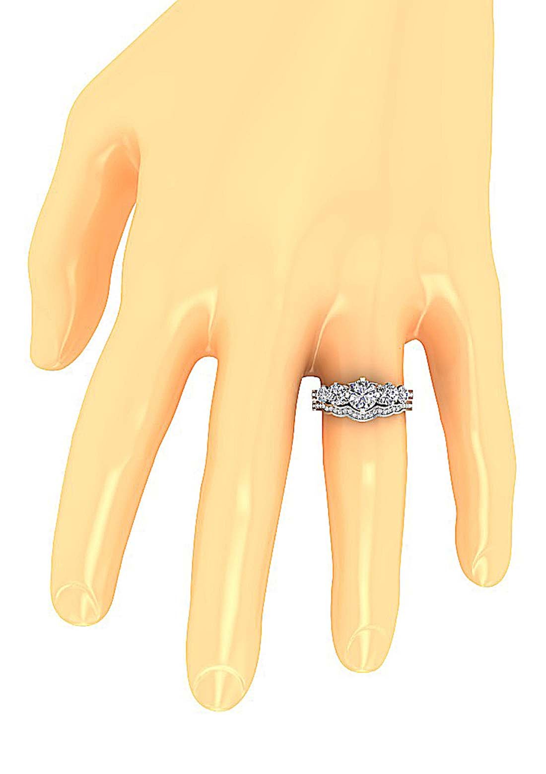 Five Stone Engagement Ring Wedding Sets I1 G 2.15 Ct Round Diamond 14k Gold