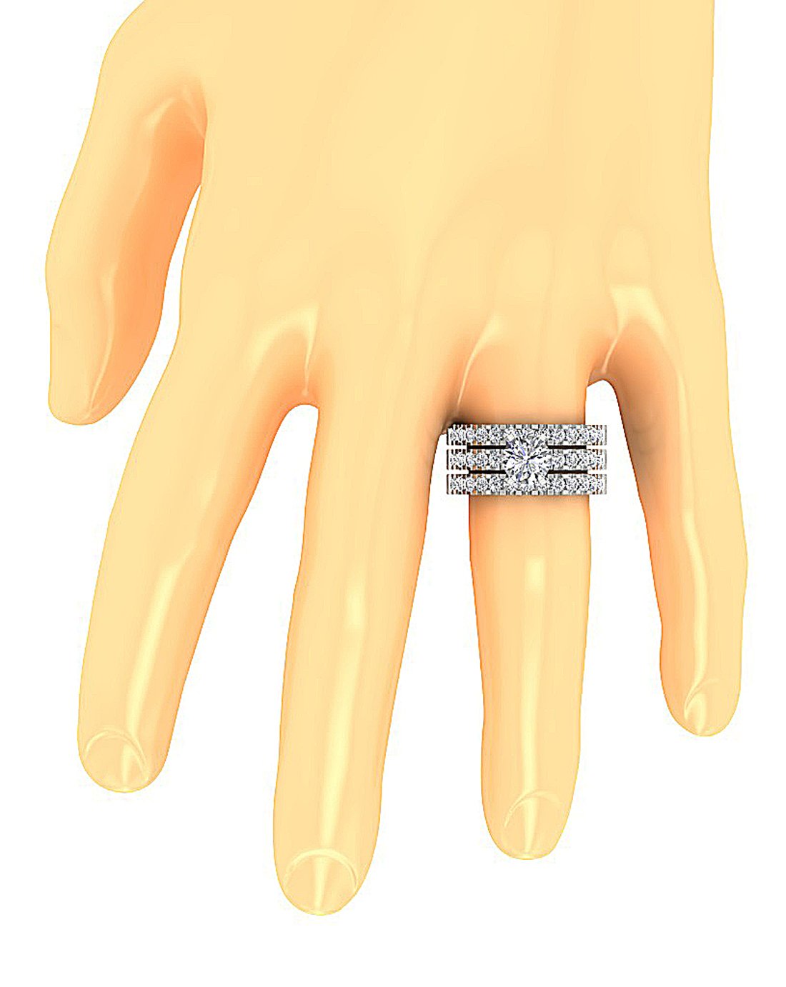 3 Piece Solitaire Wedding Ring Sets I1 G 3.25Ct Genuine Diamond 14K Gold 9.45MM