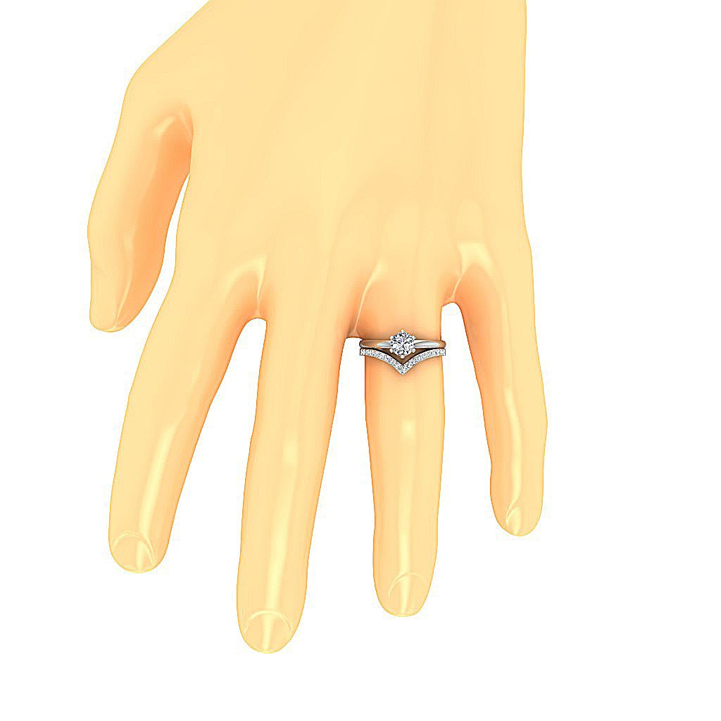 6 Prong Solitaire Engagement Ring With Weddding Band I1 G 1.10 Ct 14K Rose Gold Round Diamond