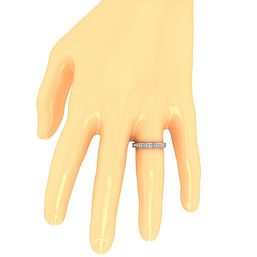 14k Rose Gold Designer Eternity Anniversary Ring I1 G 0.30 Ct Round Diamond Channel Set