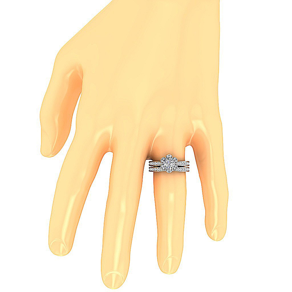 Designer Bridal Engagement Ring Set I1 G 1.70 Carat 14K Solid Gold 10.00 MM