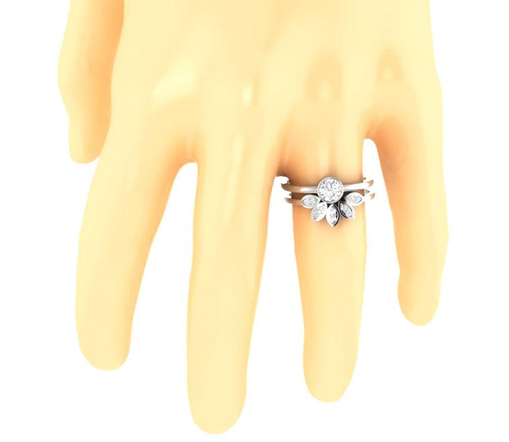 Engagement And Wedding Band Sets SI1 G 0.70 Ct Genuine Diamond 14K Solid Gold