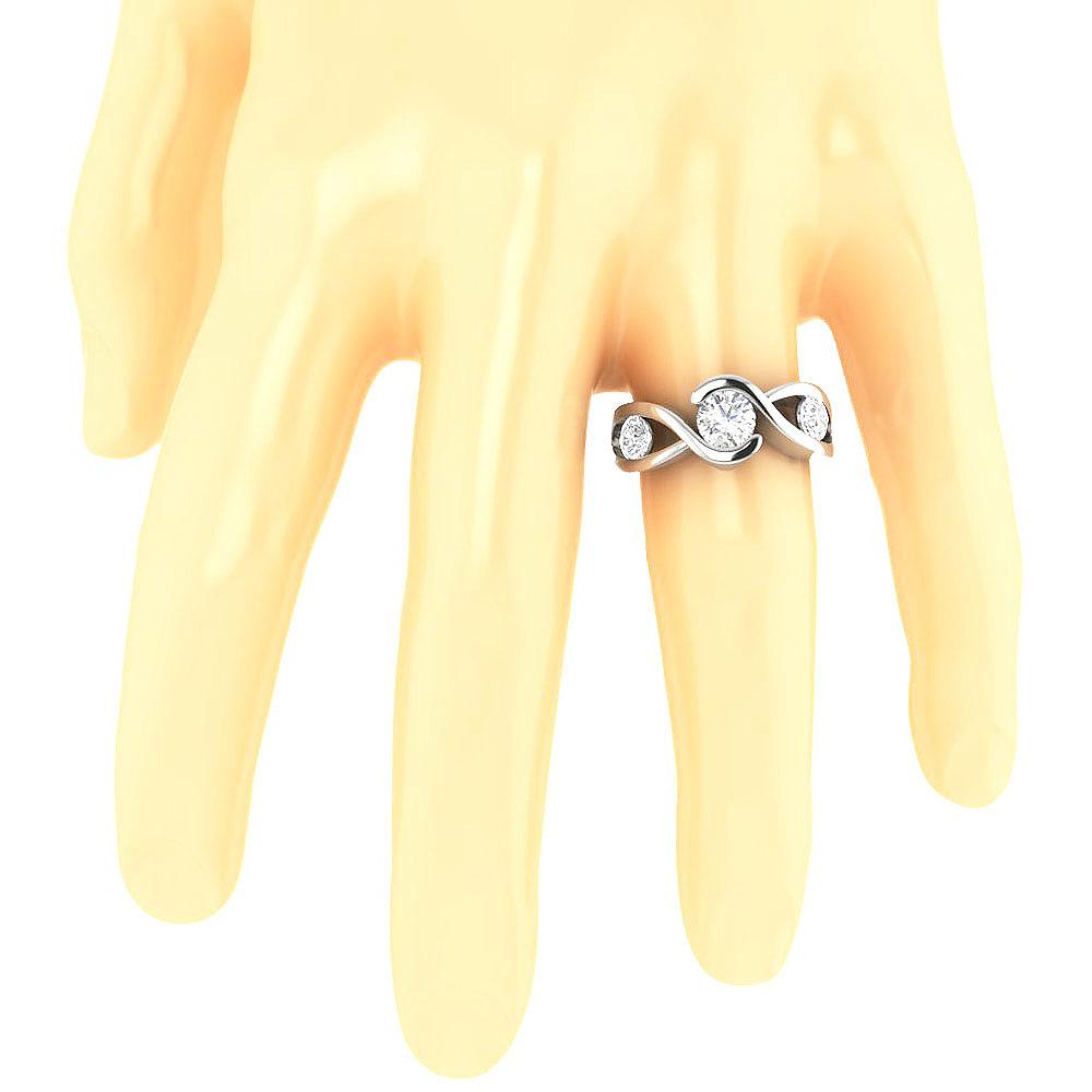 Bezel Set Three Stone Engagement Ring Natural Diamond I1 G 1.80 Ct 14k White Yellow Rose Gold