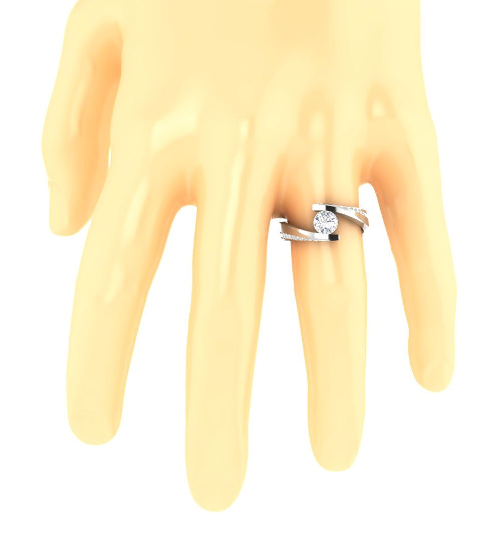 I1 G 1.00 Ct Designer Solitaire Engagement Ring Natural Diamond 14k White Gold Prong Bar Set