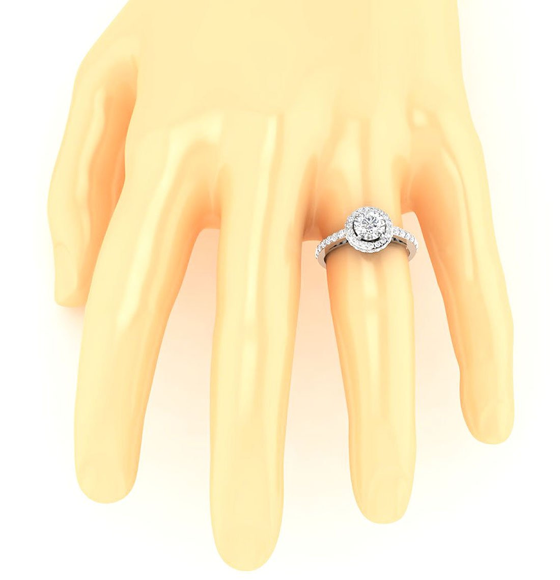 I1 G 1.90 Ct Halo Solitaire Engagement Ring Natural Diamond 14k Yellow Gold Prong Set