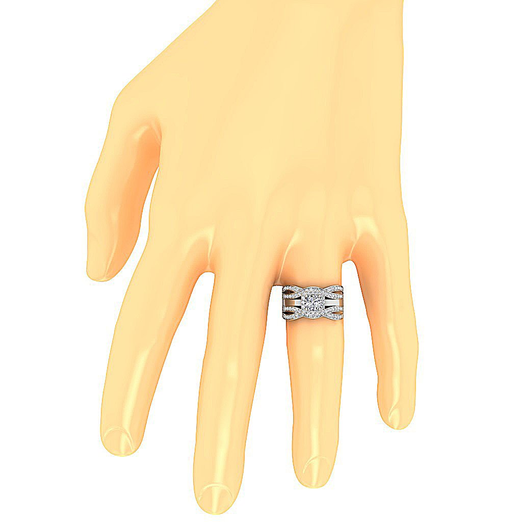 Halo Bridal Anniversary Ring Prong Set SI1 G 1.60 Carat Round Diamond Cut 14K Solid Gold