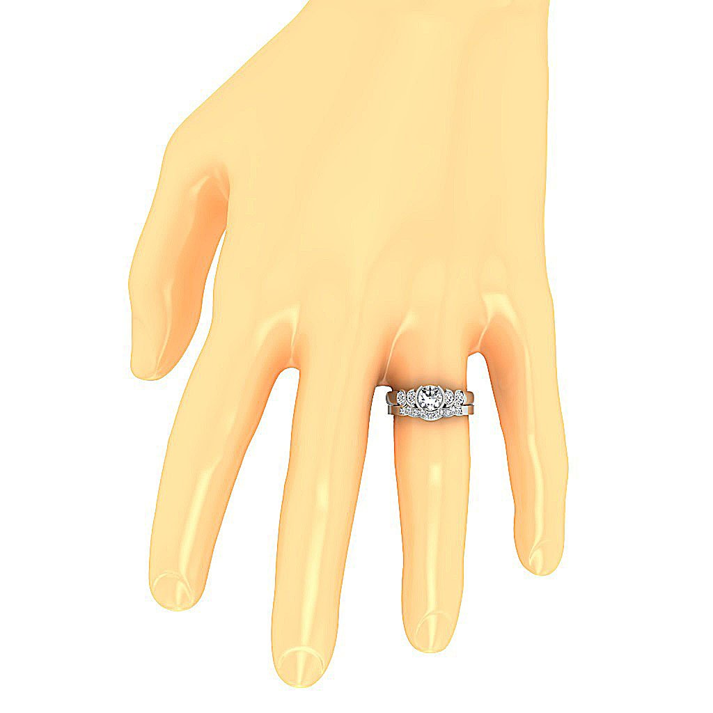Five Stone Bridal Set Diamond Rings SI1 G 1.21 Ct Genuine Diamond 14k Gold