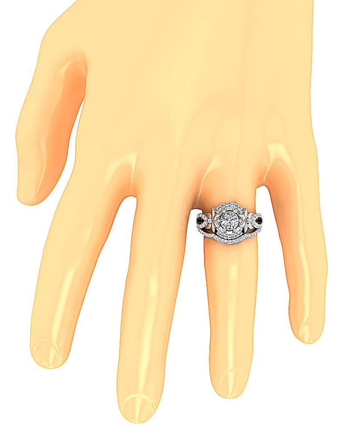 Floral Designer Wedding Rings Bridal Set 14K Gold I1 G 1.55 Carat Genuine Diamond 13.60 MM