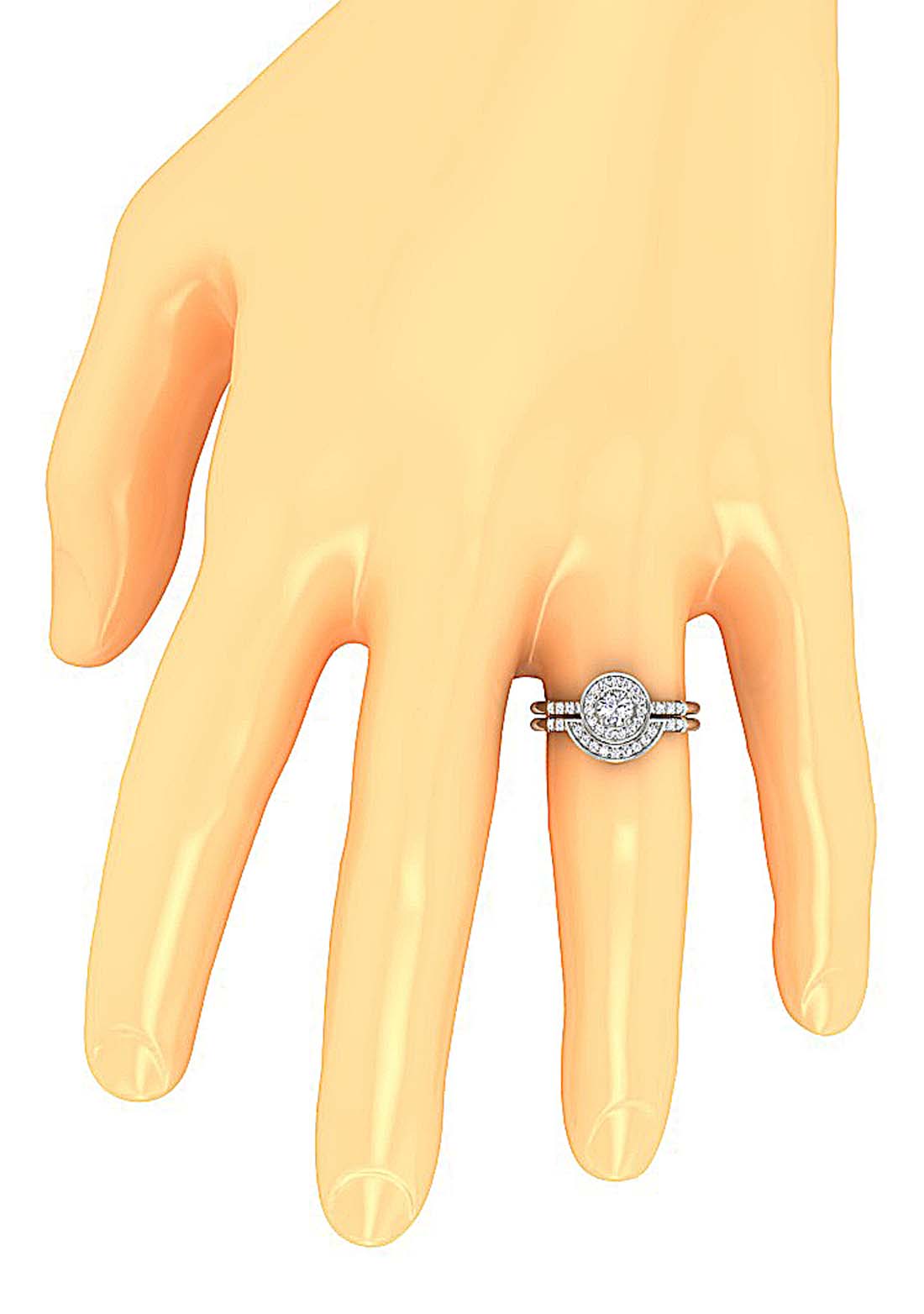 Diamond Halo Engagement Ring And Wedding Band Set I1 G 0.90 Carat 14k Gold