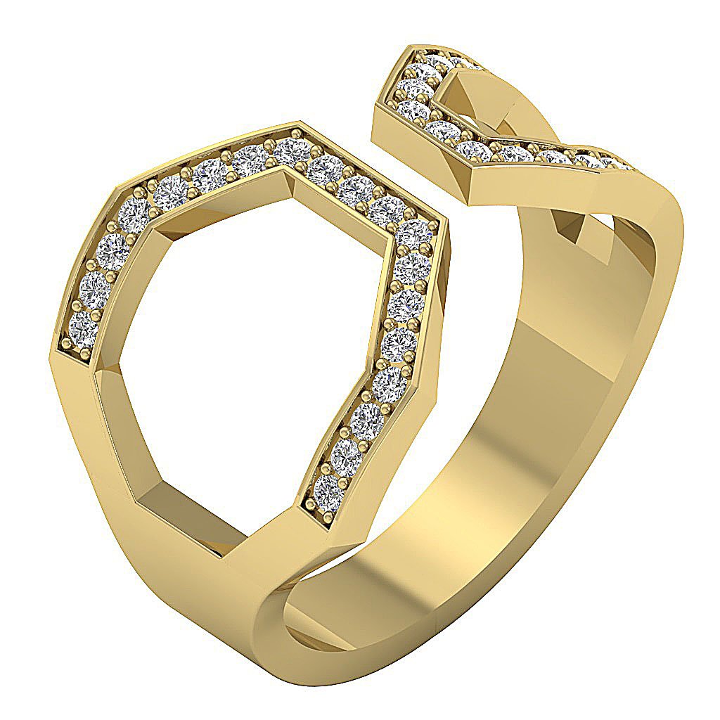 Open Anniversary Ring Round Diamond Prong Set SI1 G 0.35 Ct 14k Solid Gold 14.30 MM