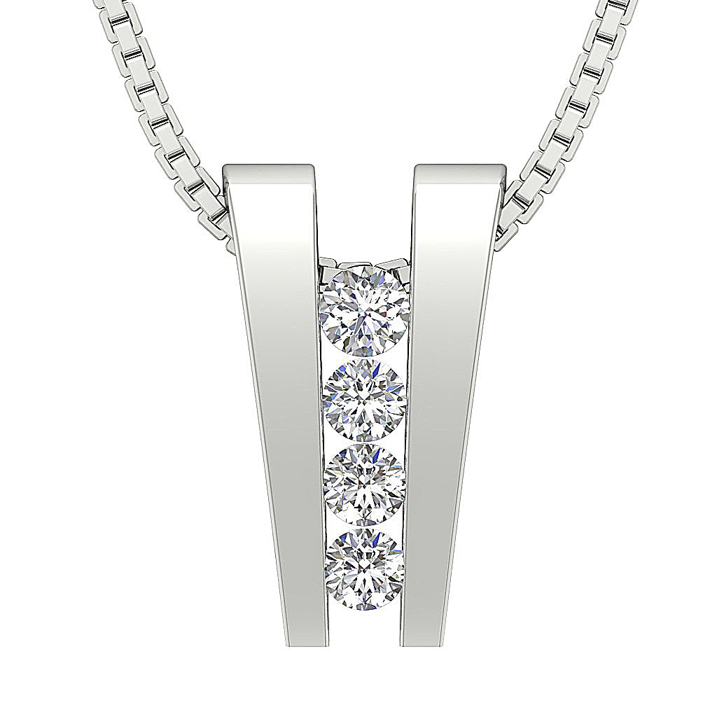 The Marshall 14k Gold Channel Set Journey Pendant Necklace