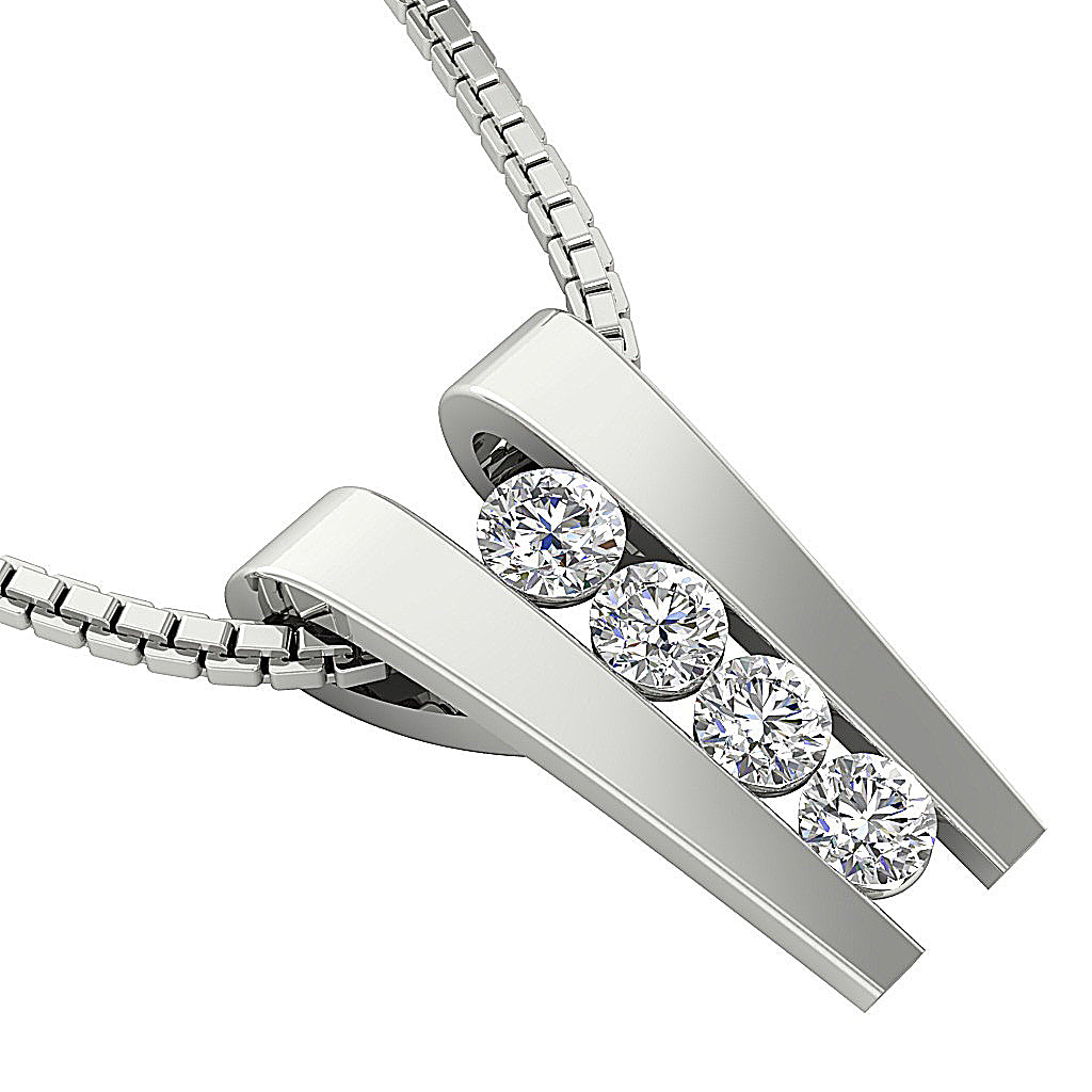 The Marshall 14k Gold Channel Set Journey Pendant Necklace