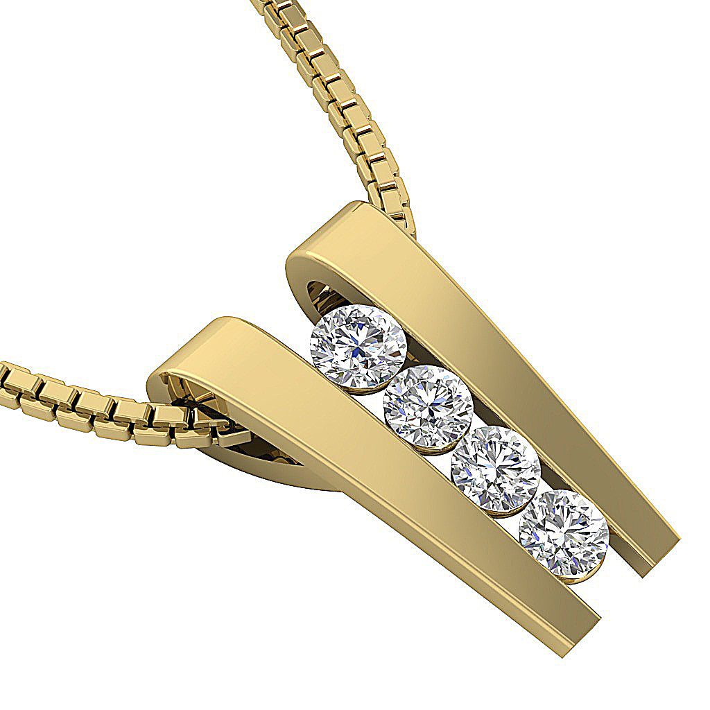 The Marshall 14k Gold Channel Set Journey Pendant Necklace