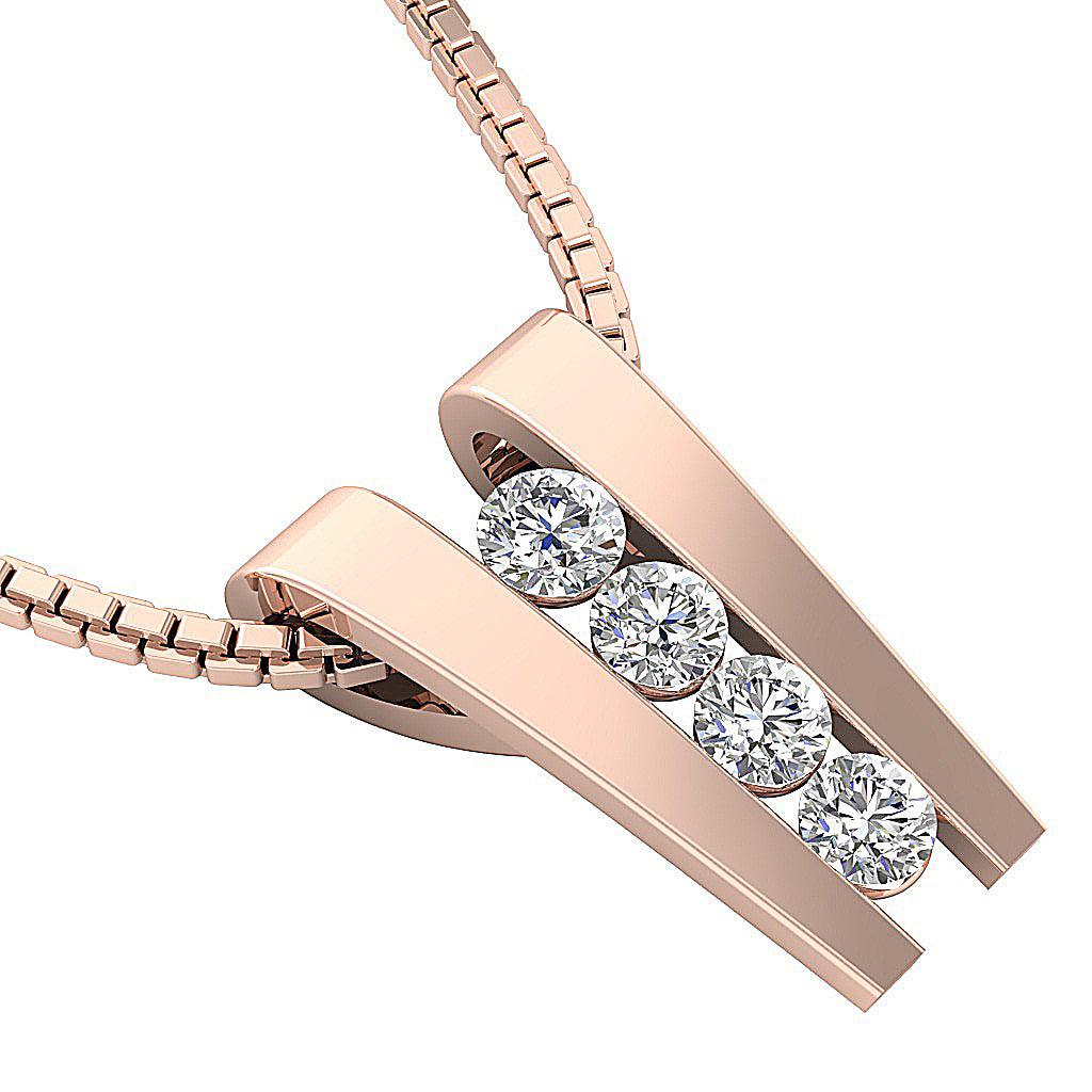 The Marshall 14k Gold Channel Set Journey Pendant Necklace