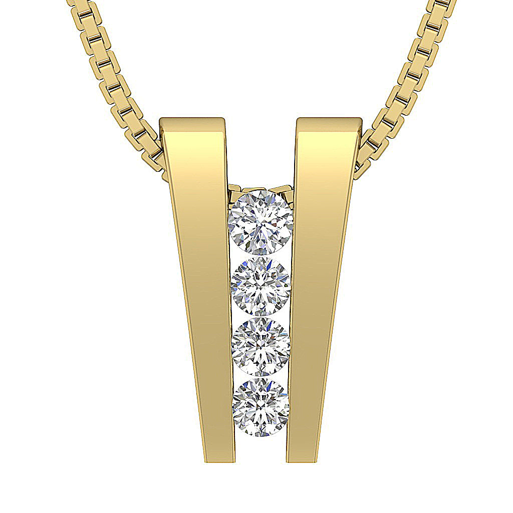 The Marshall 14k Gold Channel Set Journey Pendant Necklace