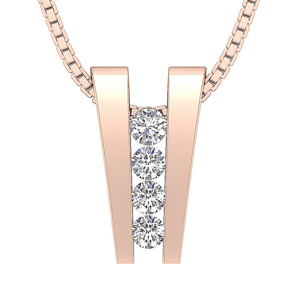 The Marshall 14k Gold Channel Set Journey Pendant Necklace