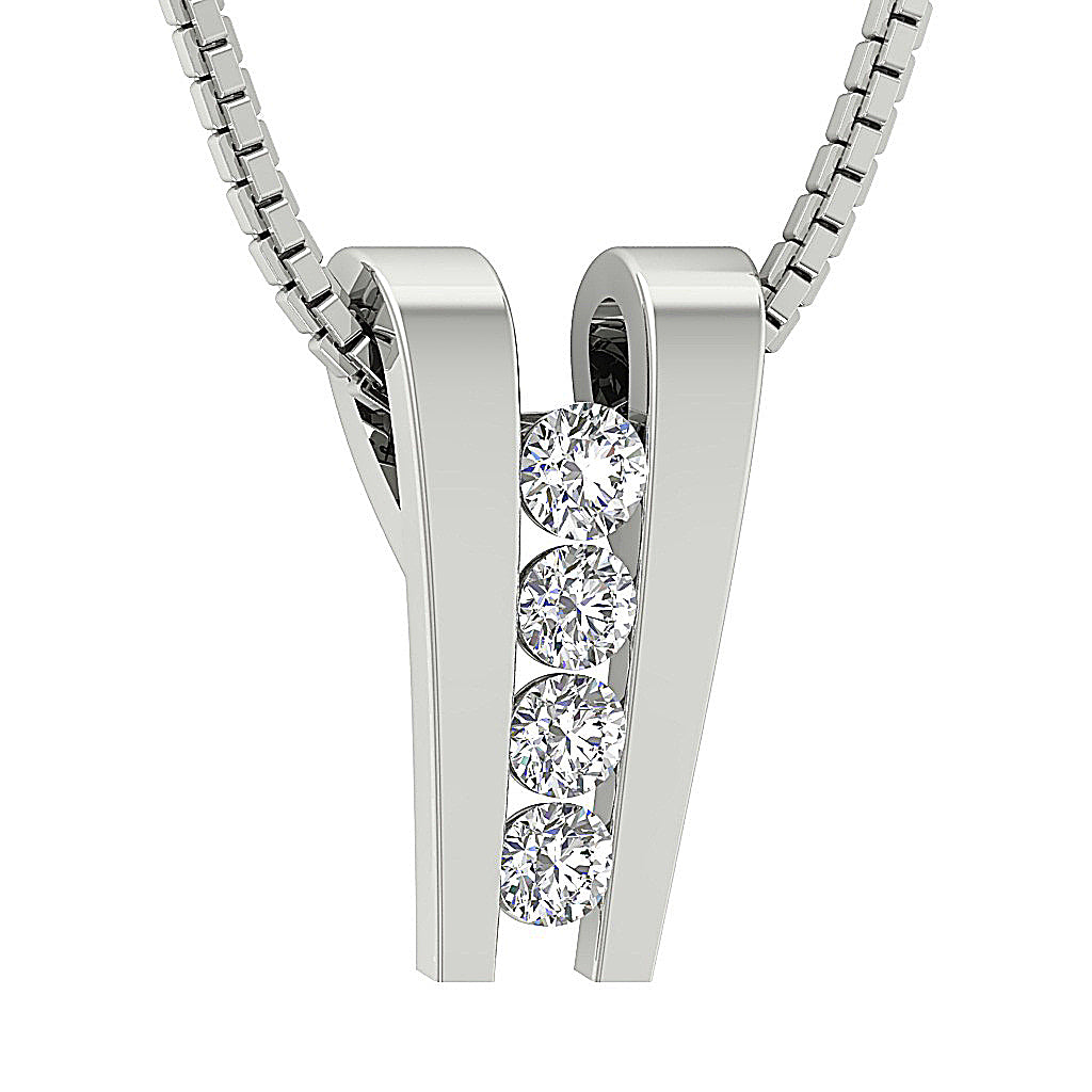 The Marshall 14k Gold Channel Set Journey Pendant Necklace