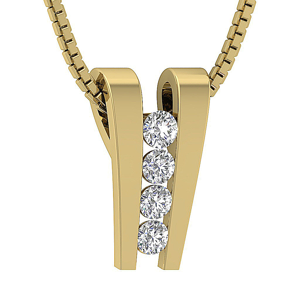 The Marshall 14k Gold Channel Set Journey Pendant Necklace