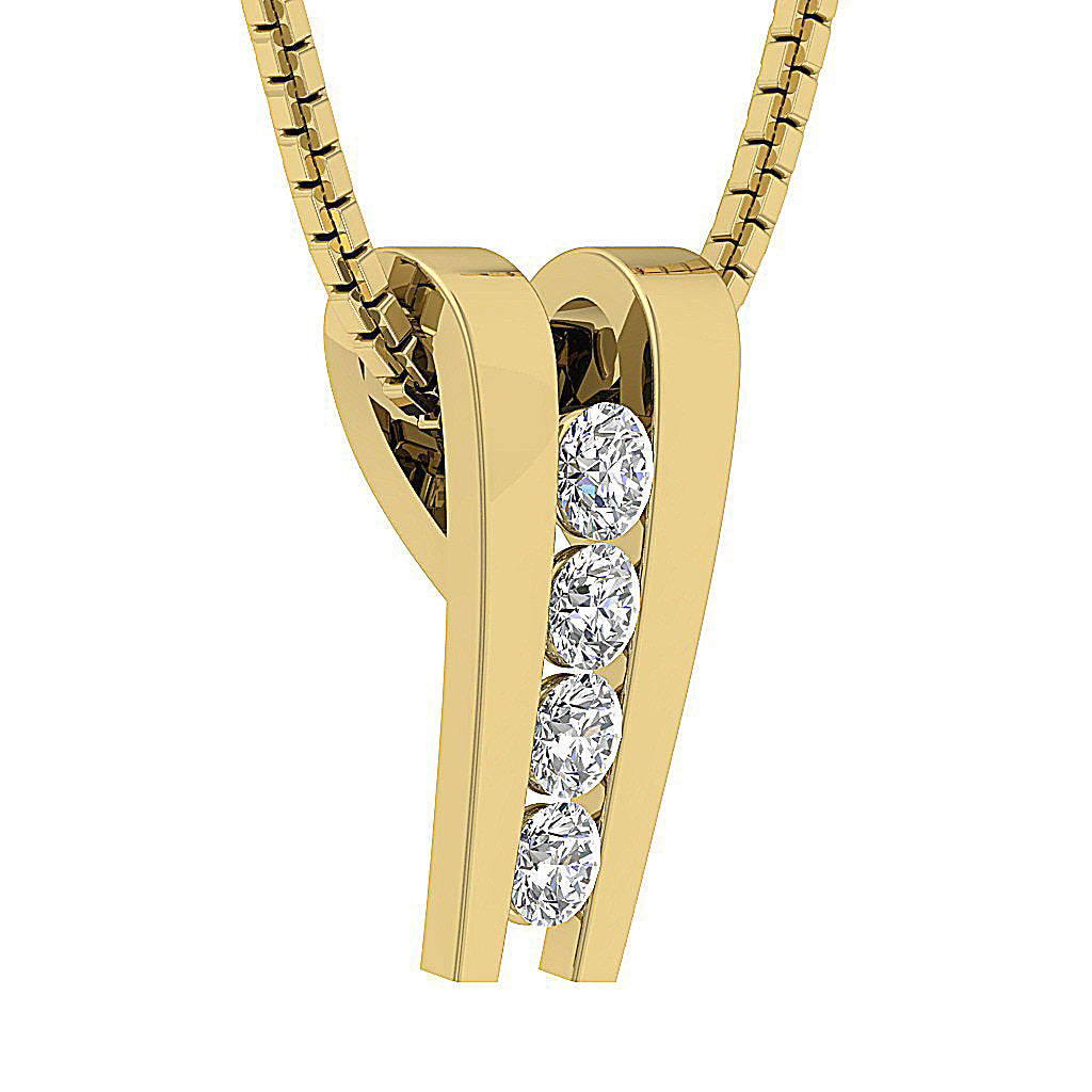 The Marshall 14k Gold Channel Set Journey Pendant Necklace