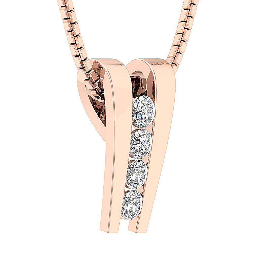 The Marshall 14k Gold Channel Set Journey Pendant Necklace