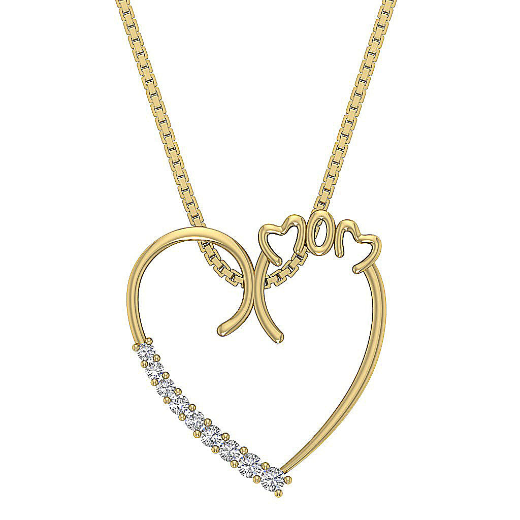 The Dakota MOM Heart Pendant 14K Gold Natural Diamond