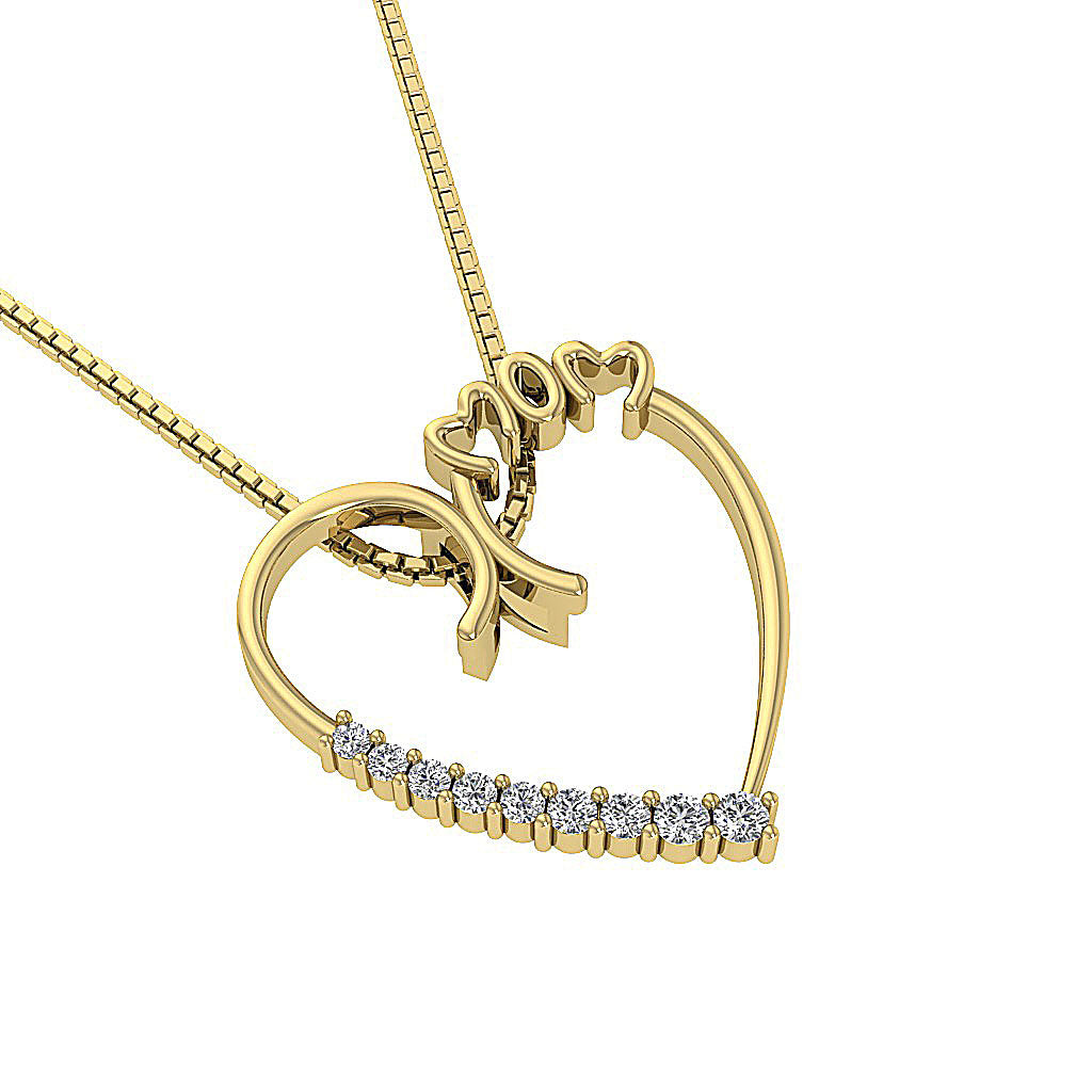 The Dakota MOM Heart Pendant 14K Gold Natural Diamond