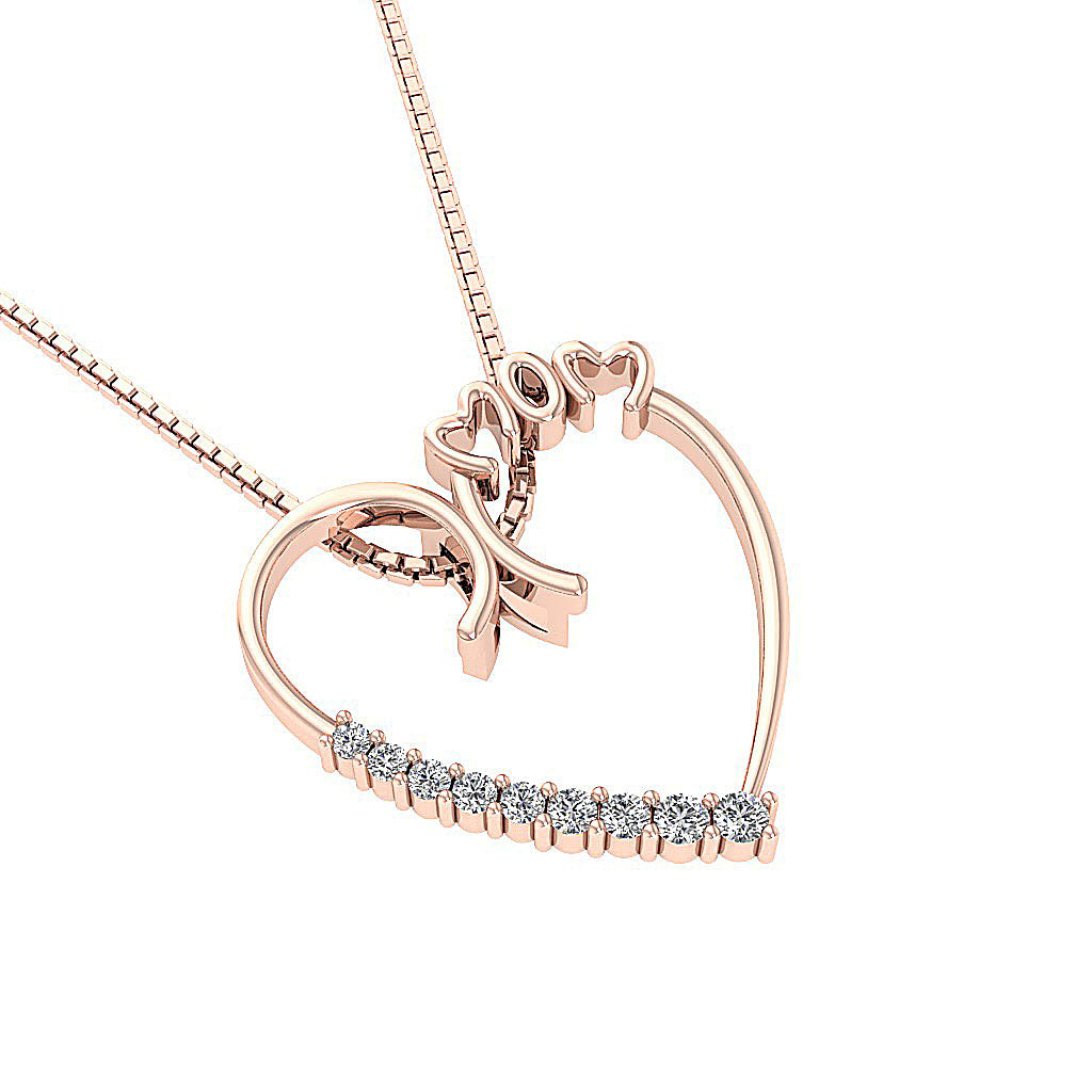 The Dakota MOM Heart Pendant 14K Gold Natural Diamond