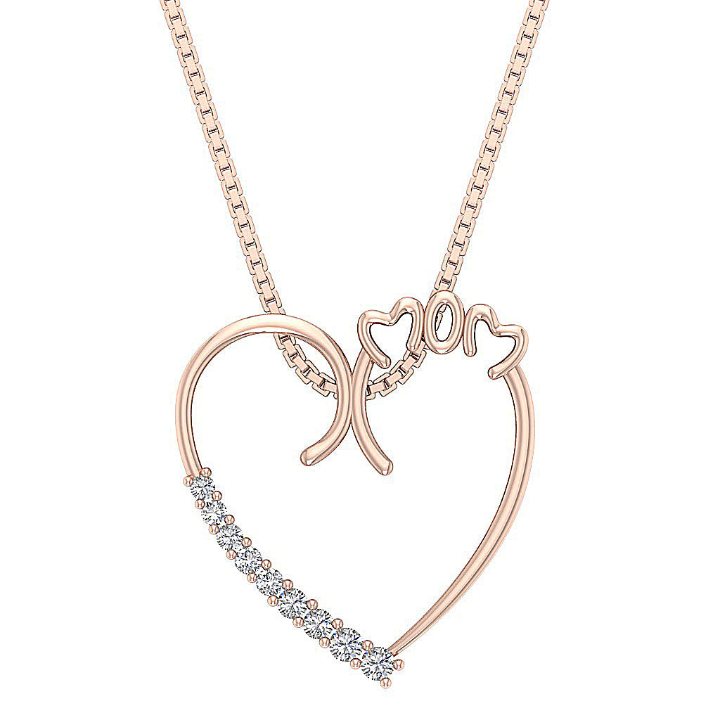 The Dakota MOM Heart Pendant 14K Gold Natural Diamond